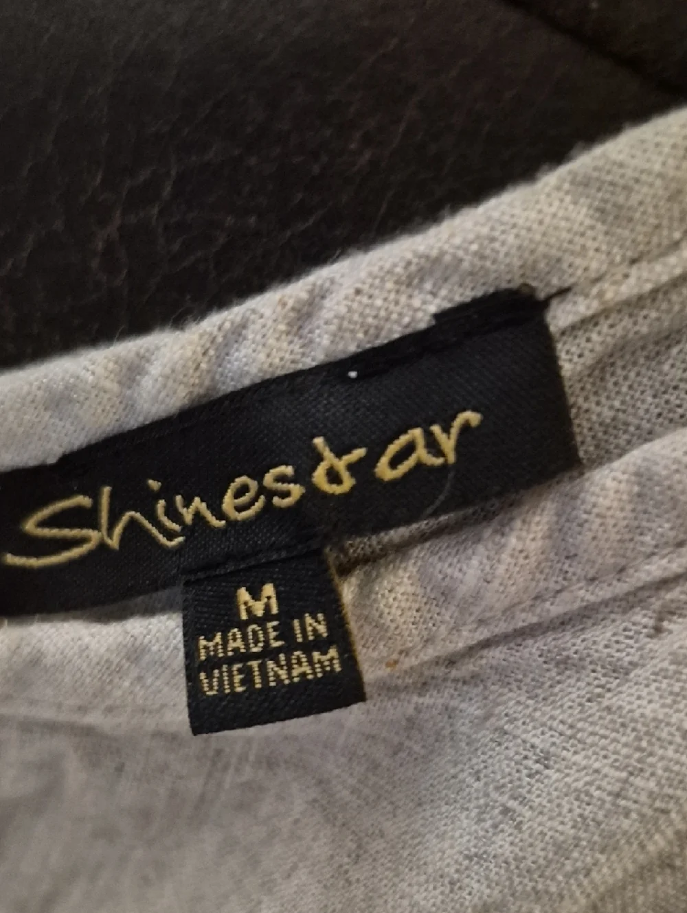 Shinestar Neutral Beige Linen Top with Black Label